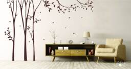 Trees With Falling Leaves Wall Decal - Vinyl Wall Art Custom Home Decor - thumbnail 1