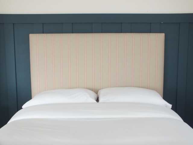 Red Stripe Upholstered Headboard Handmade in Cotswolds - image 1