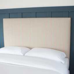 Red Stripe Upholstered Headboard Handmade in Cotswolds - thumbnail 3