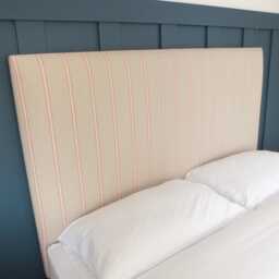Red Stripe Upholstered Headboard Handmade in Cotswolds - thumbnail 2