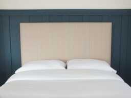 Red Stripe Upholstered Headboard Handmade in Cotswolds - thumbnail 1