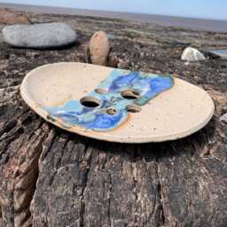 Slab Built Ceramic Soap Dish/Home Decor Coastal Style Homeware - thumbnail 3