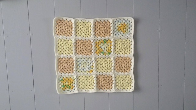Rts Granny Squares Crochet Layering Baby Blanket in Cream, Yellow & Buttermilk/ Handmade Posing Photo Prop - image 1