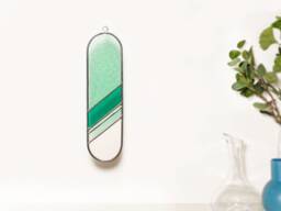 stained Glass Suncatcher Panel Wall Hangings in Green Colors Tones. Home Decor - thumbnail 1