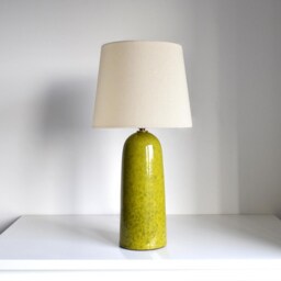 Handmade Ceramic Table Lamp Exotic Lime Glaze, Tall Accent Lighting - thumbnail 2