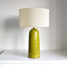 Handmade Ceramic Table Lamp Exotic Lime Glaze, Tall Accent Lighting - thumbnail 1