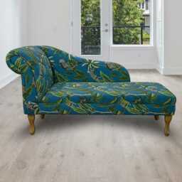 Blue Monkey Print Chaise Longue - Tropical Lounger Handmade in Britain - thumbnail 1