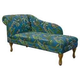 Blue Monkey Print Chaise Longue - Tropical Lounger Handmade in Britain - thumbnail 2