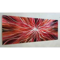Modern, Abstract, Contemporary Metal Wall Art, 3D Effect, By R Toomer Art. Titled Nova. Red, Orange, Black & Silver. Indoor/Outdoor - thumbnail 2