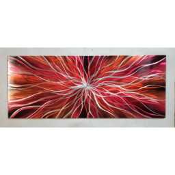 Modern, Abstract, Contemporary Metal Wall Art, 3D Effect, By R Toomer Art. Titled Nova. Red, Orange, Black & Silver. Indoor/Outdoor - thumbnail 1