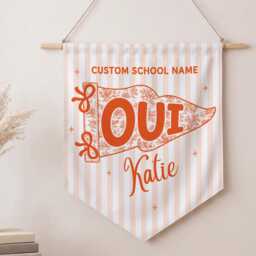 Custom Stripe Dorm Pennant Personalized College Wall Hanging With Ribbon - thumbnail 4