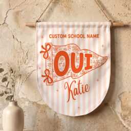 Custom Stripe Dorm Pennant Personalized College Wall Hanging With Ribbon - thumbnail 3