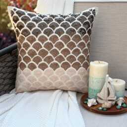 "Brown Art Silk Sequin Work Ombre Pattern Throw Pillow Cover, 16""x16" - thumbnail 2