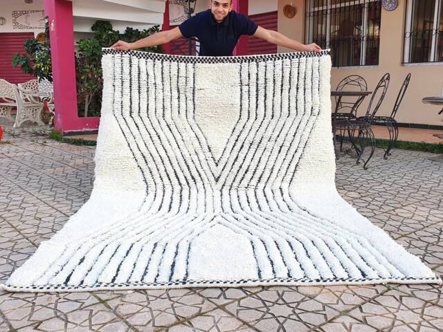 Beni Ourain Rug Boujad Rug Moroccan Wool Hand Woven Genuine Beni Ourain Carpet Soft Shag Artistic Oriental Checker - image 1