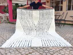 Beni Ourain Rug Boujad Rug Moroccan Wool Hand Woven Genuine Beni Ourain Carpet Soft Shag Artistic Oriental Checker - thumbnail 1
