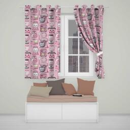 Kawaii Kitchen Appliances Mixer Toaster Blender Pink Background Seamless Pattern Readymade Eyelet Ring Top Thermal 100% Blackout Curtains