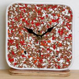 Orange Mantel Clock - New 14cm Handmade Wood Modern Unique Wooden Desk Gift Off The Wall Clocks - thumbnail 2