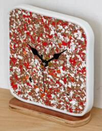 Orange Mantel Clock - New 14cm Handmade Wood Modern Unique Wooden Desk Gift Off The Wall Clocks - thumbnail 1