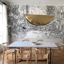 Gold Curved Leaf Hanging Lamp, Boho Ceiling Light - thumbnail 3