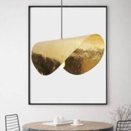 Gold Curved Leaf Hanging Lamp, Boho Ceiling Light - thumbnail 2