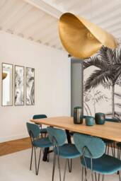 Gold Curved Leaf Hanging Lamp, Boho Ceiling Light - thumbnail 1