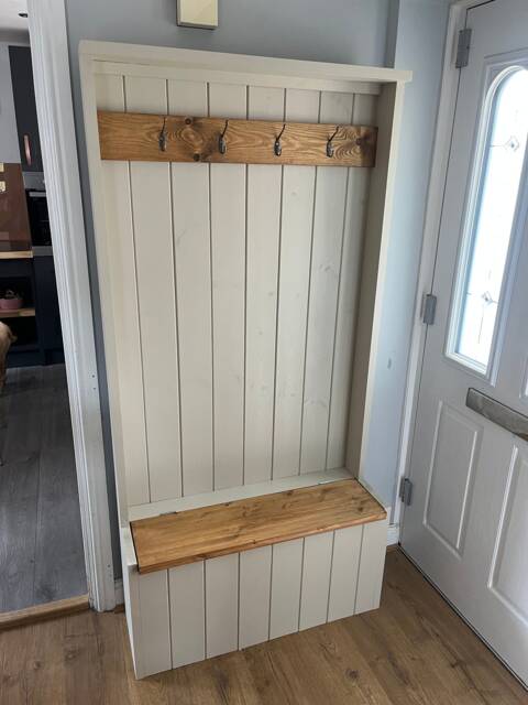 Handcrafted Solid Wood Monks Bench Hallway Seat Shoe & Coat Storage Entrance Way Unit - image 1