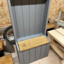 Handcrafted Solid Wood Monks Bench Hallway Seat Shoe & Coat Storage Entrance Way Unit - thumbnail 4