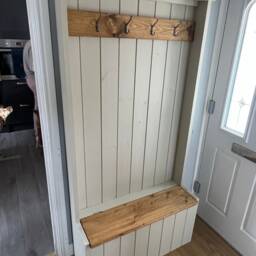 Handcrafted Solid Wood Monks Bench Hallway Seat Shoe & Coat Storage Entrance Way Unit - thumbnail 3