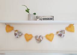Heart Garland/Yellow Fabric Heart Sunflower Wall Decor Bunting/ Floral Bunting - thumbnail 1