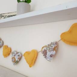 Heart Garland/Yellow Fabric Heart Sunflower Wall Decor Bunting/ Floral Bunting - thumbnail 2