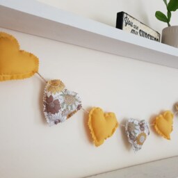 Heart Garland/Yellow Fabric Heart Sunflower Wall Decor Bunting/ Floral Bunting - thumbnail 3