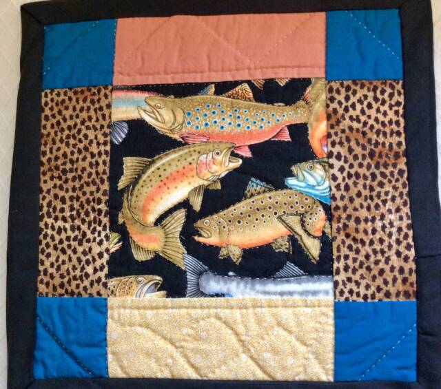 Hand Quilted Trout Wall Hanging, Rustic Cabin Decor - image 1