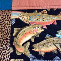 Hand Quilted Trout Wall Hanging, Rustic Cabin Decor - thumbnail 2