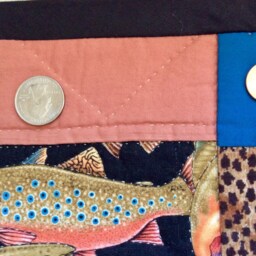 Hand Quilted Trout Wall Hanging, Rustic Cabin Decor - thumbnail 3