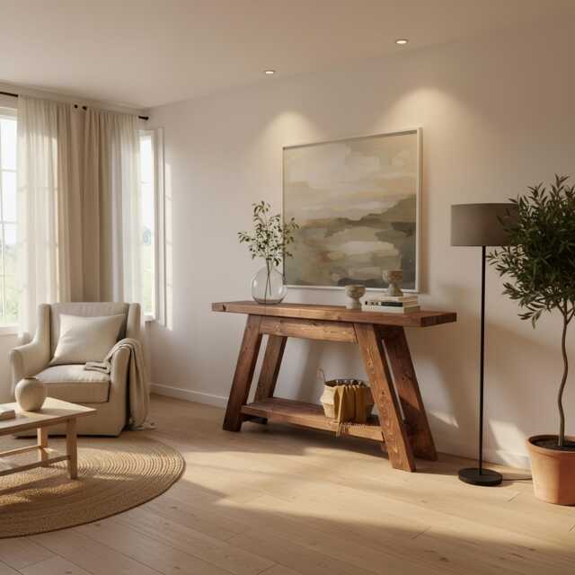 Dasi Console Table Solid Wood Handmade Walnut Colour - image 1