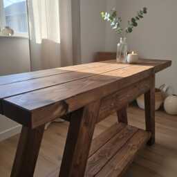 Dasi Console Table Solid Wood Handmade Walnut Colour - thumbnail 3