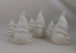 Set Of One, Two Or Three Ready To Paint Small Garden Gnomes Holding Trees - 6 Inches, Lawn Garden Gnome, Outdoor Indoor