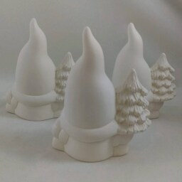 Set Of One, Two Or Three Ready To Paint Small Garden Gnomes Holding Trees - 6 Inches, Lawn Garden Gnome, Outdoor Indoor - thumbnail 3