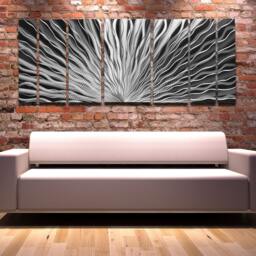 Large Silver Metal Wall Art Modern Abstract Sculpture By Brian M Jones - thumbnail 3