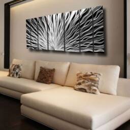 Large Silver Metal Wall Art Modern Abstract Sculpture By Brian M Jones - thumbnail 1
