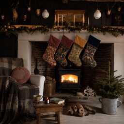 William Morris Stocking Set, Handmade Velvet Christmas Stockings, Luxury Fireplace Decor - thumbnail 2