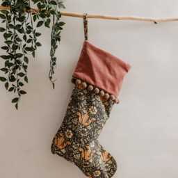 William Morris Stocking Set, Handmade Velvet Christmas Stockings, Luxury Fireplace Decor - thumbnail 3