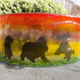 Glass Fused Cocker Spaniel Tea Light Shade, Freestanding Candle Holder - thumbnail 3