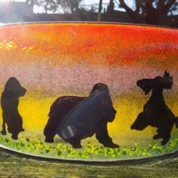 Glass Fused Cocker Spaniel Tea Light Shade, Freestanding Candle Holder - thumbnail 2