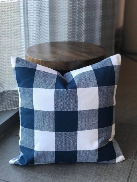 Blue & White Plaid Pillow Cover, Home Decor, Slip Cushion, Couch Chair Pillow, Plaid, Gift Idea, Bed Best Seller - image 1