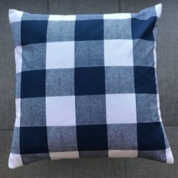 Blue & White Plaid Pillow Cover, Home Decor, Slip Cushion, Couch Chair Pillow, Plaid, Gift Idea, Bed Best Seller - thumbnail 2
