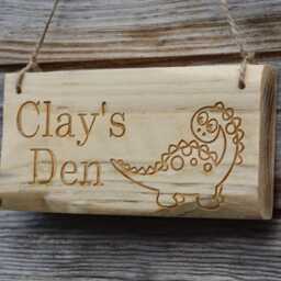 Personalised Dinosaur Wooden Sign - Custom Engraved Playhouse Name Plate - thumbnail 4