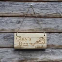 Personalised Dinosaur Wooden Sign - Custom Engraved Playhouse Name Plate - thumbnail 2