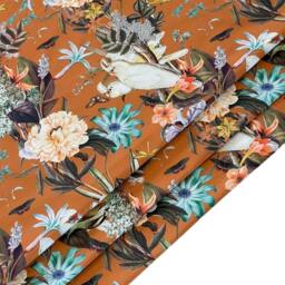 Rusty Orange Roman Blinds/Tropical Rainforest Charm - White Royal Cockatoos & Blooms Custom Made To Measure - thumbnail 3