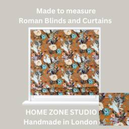 Rusty Orange Roman Blinds/Tropical Rainforest Charm - White Royal Cockatoos & Blooms Custom Made To Measure - thumbnail 2